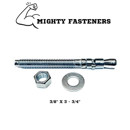 Zinc-Plated Steel Wedge Anchors, 3/8" X 3-3/4" - Heavy-Duty Mounting Bolts for Concrete - 50 Pack