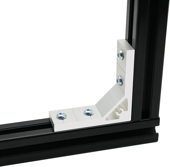 Iverntech 4 pcs Black Corner Bracket for 3030 Aluminum Extrusion Profile, 4 Hole Inside Strong Support Corner Brackets Gusset with 16Pcs M6 Screws + 16Pcs M6 T Nuts