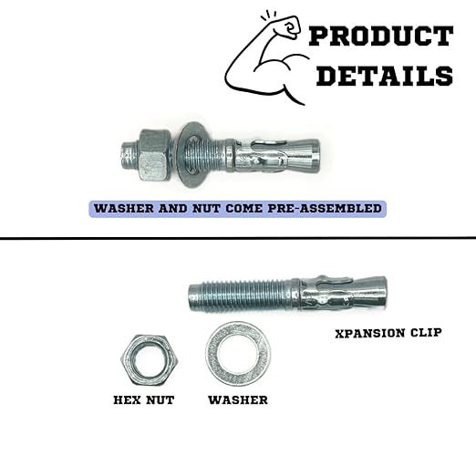 Zinc-Plated Steel Wedge Anchors, 3/4" X 4-1/4" - Heavy-Duty Mounting Bolts for Concrete - 50 Pack