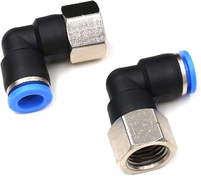 CEKER 4MM Female Elbow Airlines Push Fittings 90 Degree Push to Connect Fittings Air Fittings, PL 4mm Tubing Od x 1/8" Npt Thread Pneumatic Push In Connectors Quick Connect Tube Fittings 2Packs