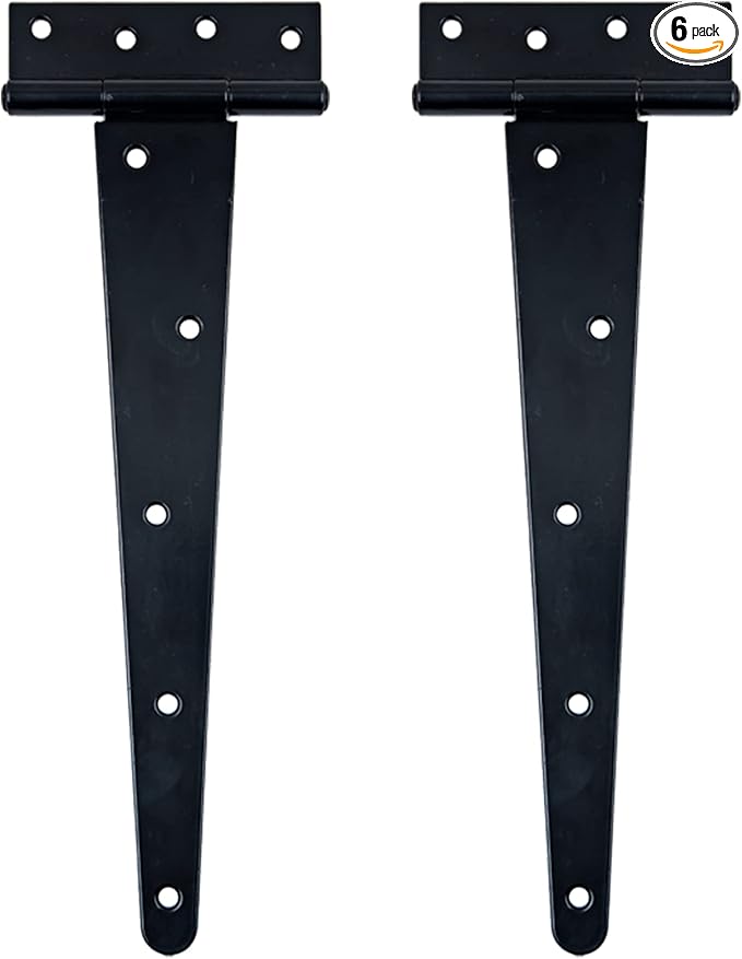 HLMOptimo Heavy Duty Tee Hinge - All Size Black Rustproof Shed & Gate Hinge (2 pcs, 12 inch)