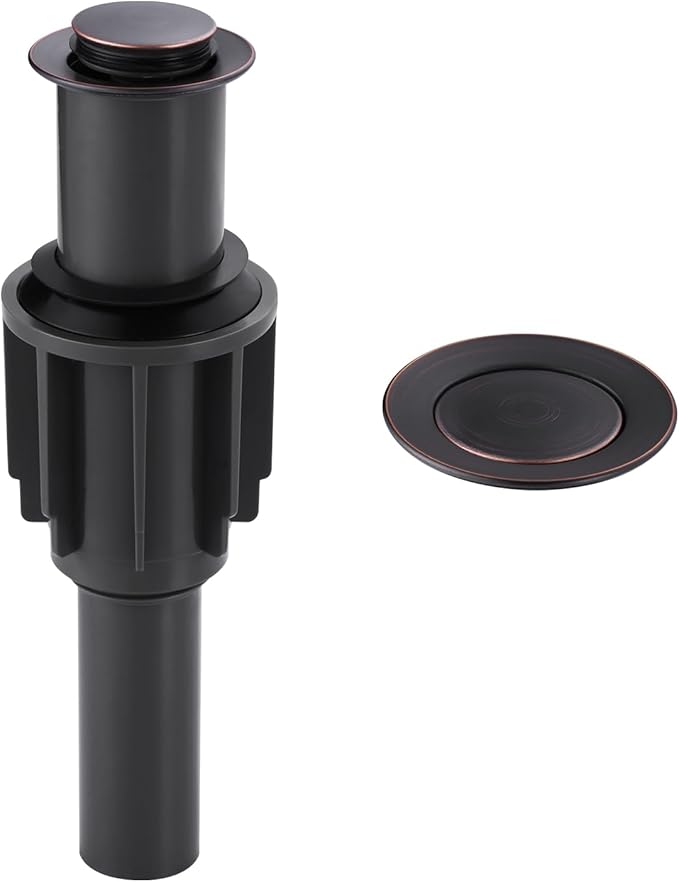 ALEASHA Pop Up Sink Drain Without Overflow, Bathroom Sink Drain Vessel Sink Stopper Pop Up Sink Drain Stopper, Pop Up Drain for Bathroom Sink Drain Strainer for Hair Catcher,Oil Rubbed Bronze