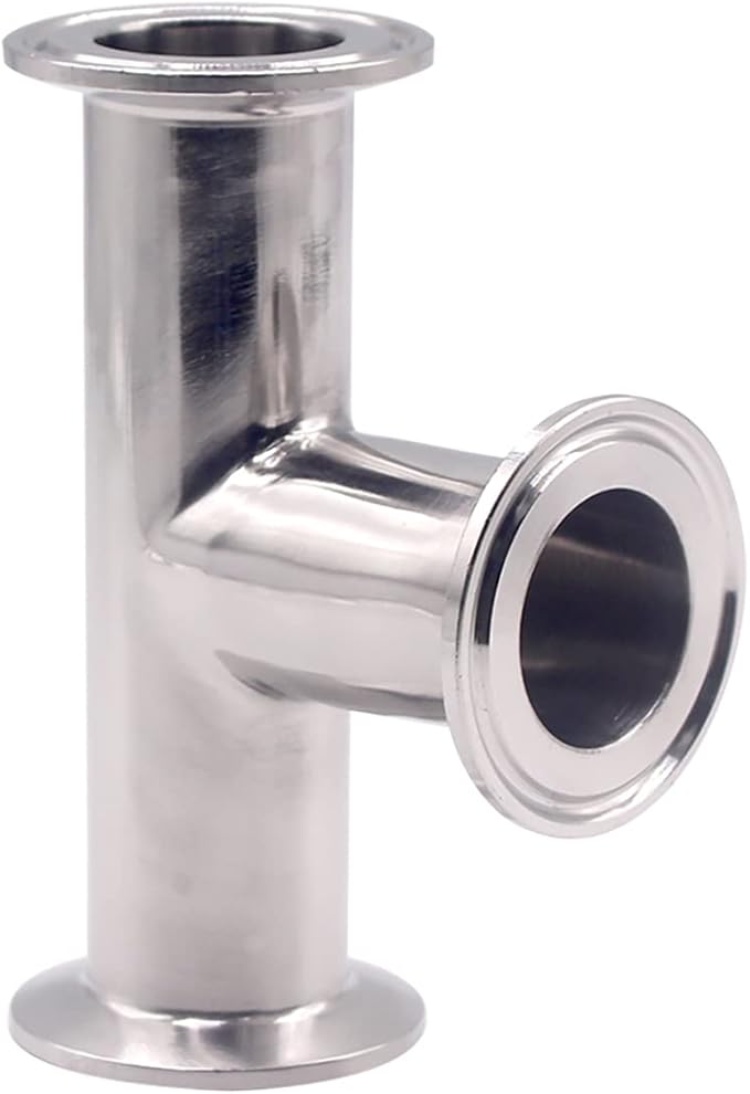 DERNORD 2 Pack Clamp Tee 3 Way Stainless Steel 304 Sanitary Fitting Fits 1.5" Tri-clamp, 38mm Pipe OD