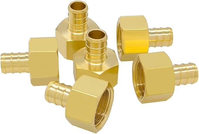 Hooshing 12PCS Pex 1/2 Inch x 1/2 Inch Female NPT Adapter Brass Crimp Fitting