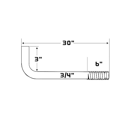 3/4"-10 x 30" L-Bolt Concrete Anchor Bolt - Hot Dip Galvanized by Conquest Fasteners