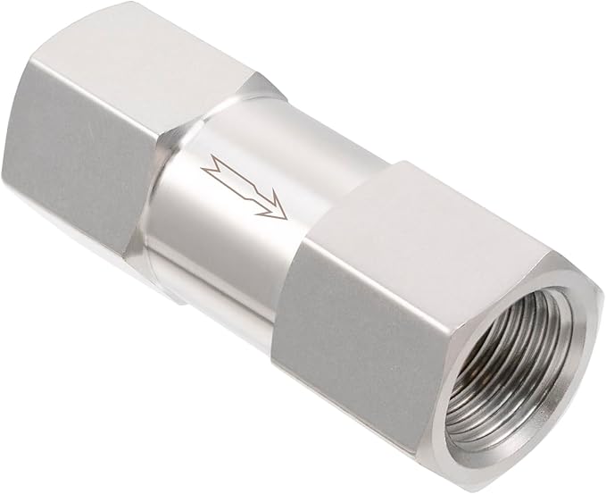 Yoebor 304 Stainless Steel Detachable Check Valve One Way Non-Return Valve for Water Oil Gas, 1pc (Fnpt x Fnpt, 1/4")