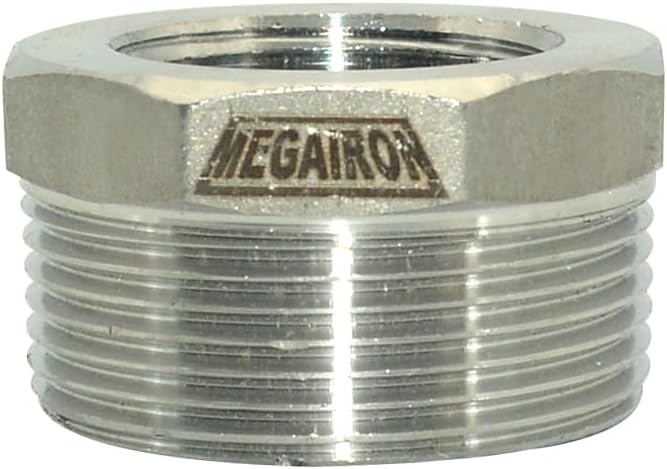 1-1/2" Male NPT to 1" Female NPT Female Reducing/Reducer Bushing Pipe Fitting,Adapter,Stainless Steel SS 304 Hex Bushing