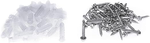 THE CIMPLE CO Ribbed Plastic Conical Anchors and Screws - for Concrete, Stucco, Brick, Drywall, and Similar - Kit of 10 Screws, and 10 Anchors