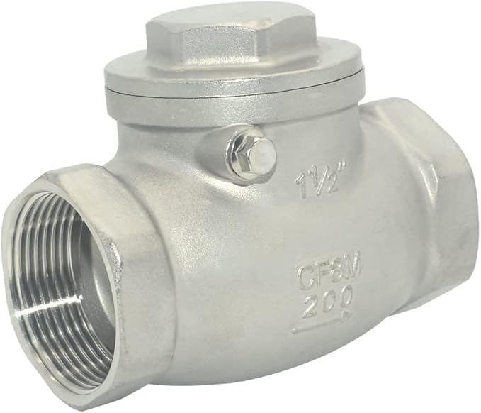 VARMHUS Stainless Steel SS316 Swing Check Valve,NPT Female x Female Thread,WOG 200 PSI PN16 CF8M (1-1/2")