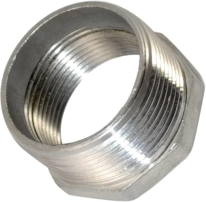 1-1/2" Male NPT to 1-1/4" Female NPT Female Reducing/Reducer Bushing Pipe Fitting,Adapter,Stainless Steel SS 304 Hex Bushing