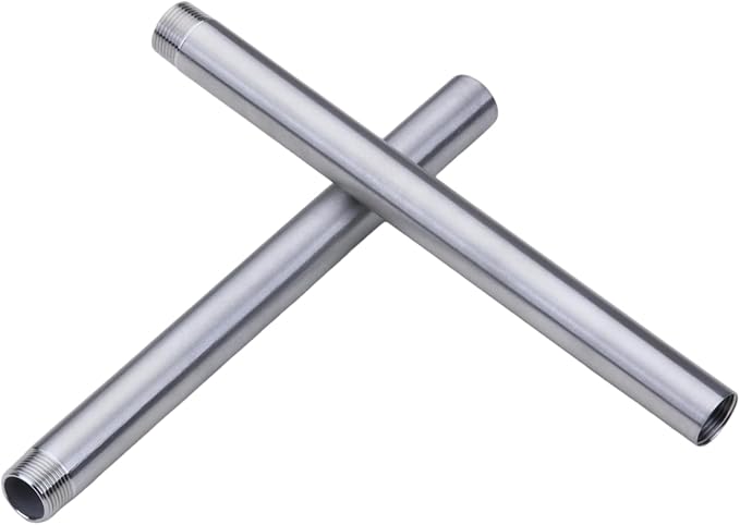 CONSTELLAR 304 Stainless Steel Pipe Fitting - 1/2" NPT Male x 1/2" NPT Female Threaded Thickened Pipe Wall, 300mm (12 inch) Length Heavy Nipple Seamless Pipe (1 Pcs)
