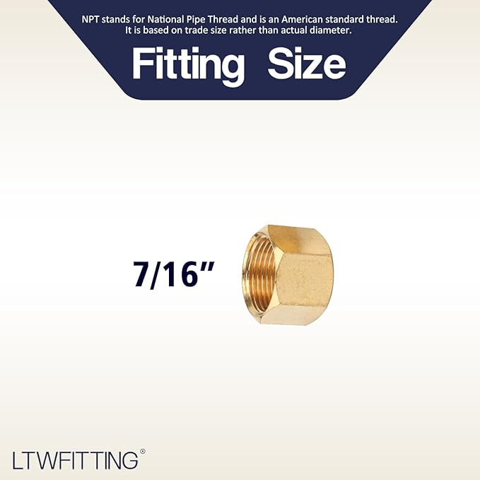 LTWFITTING 7/16-Inch Brass Compression Nut,Brass Compression Fitting(Pack of 600)