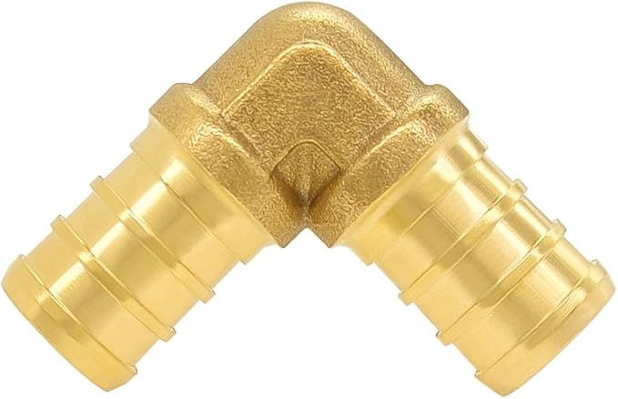 Hooshing 9PCS 1/2 Inch PEX 90 Degree Elbow Solid Brass Barb Crimp Fittings for PEX Pipe Plumbing Jobs