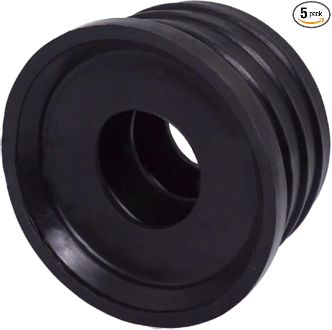 (Pack of 5) Black Rubber Sleeve for Drain Pipe, 1.57" x 0.98" (50 x 25 mm) Pipe Connector, Adaptor, and Reducer