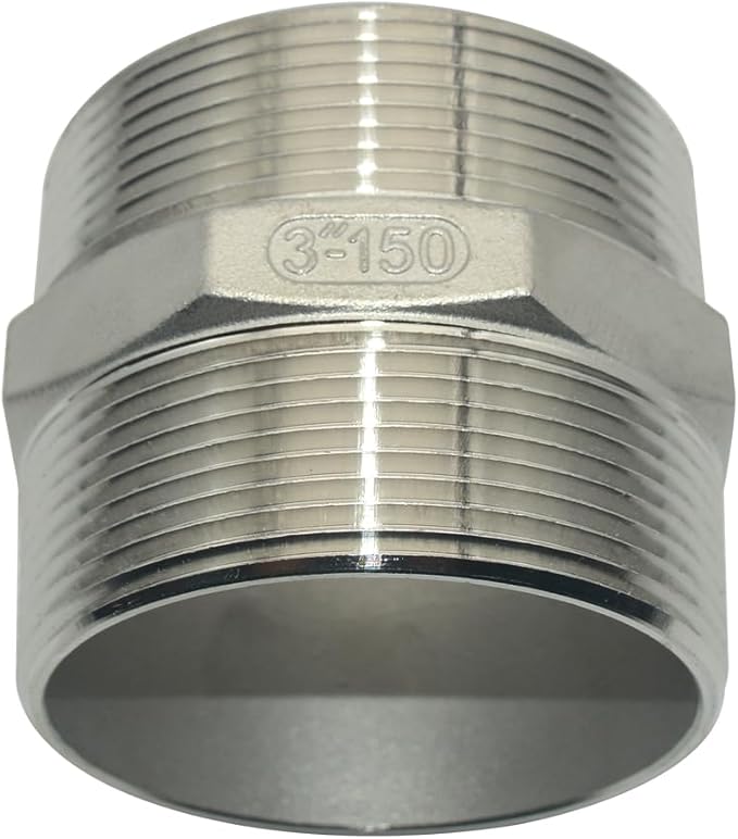 1/8" ~3" NPT Male Threaded Hex Nipple,Stainless Steel 304 Quick Coupler Pipe Fitting (3")