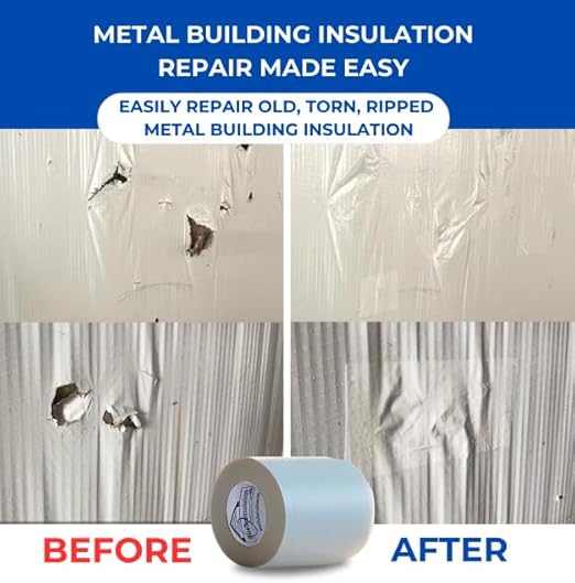 BlueTex Insulationㅤ 6" Wide x 180' Long White Vapor Barrier Seam Tape - 8 Roll Bulk Pack, Waterproofing & Great for Crawlspaces, Insulation Repair, Underlayment Seams, Metal Building Insulation Seams