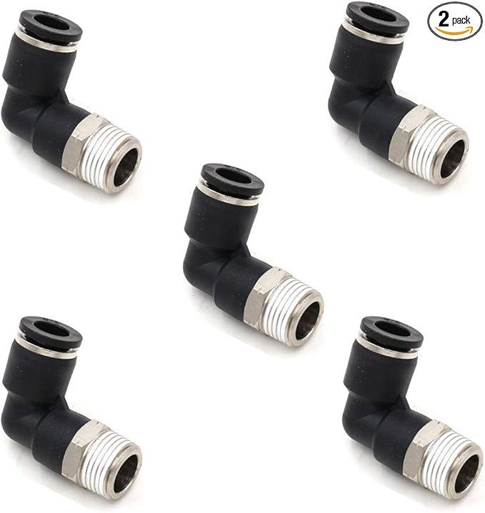 CEKER 5/16 Tubing Od x 1/4" Npt Male Thread Elbow 90 Degree Push to Connect Fittings Air Fittings Pneumatic Quick Connect Fitting Airlines Push In Connectors Tube Fittings 2Packs