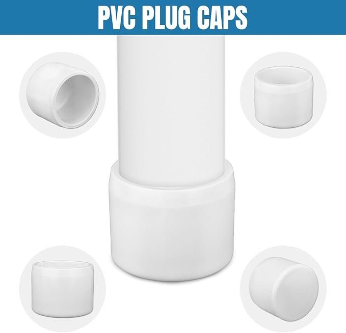 3/4" PVC Pipe End Cap Plug Adapter Pipe Fitting (Socket), Furniture Grade, DIY Shelf Garden Support Structure Storage Frame,White (pack of 12)