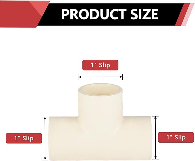 30-PACK EFIELD CPVC Tee Fittings,1" CPVC-CTS Slip Tee for Hot and Cold Water Pressure Distribution Systems,(CPVC022-30PCS)