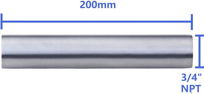 CONSTELLAR 304 Stainless Steel Pipe Fitting - 3/4" NPT Female x 3/4" NPT Female Threaded Thickened Pipe Wall, 200mm (8 inch) Length Heavy Nipple Seamless Pipe (1 Pcs)