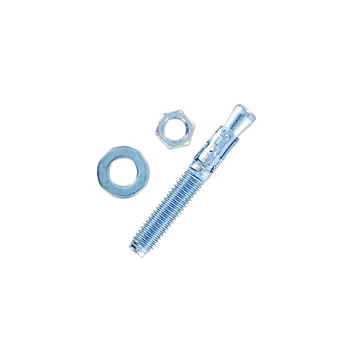 Conquest Zinc Plated Carbon Steel Concrete Wedge Anchors 3/8" x 2 3/4" - Heavy Duty Anchor Bolts for Interior Dry Environments and General Purpose Use (50 Pack)