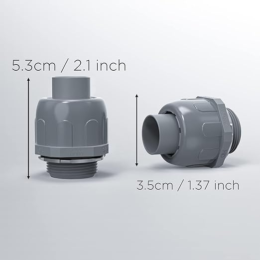Conduit Connectors, 1/2 Inch Liquid Tight Connector NPT Non-Metallic for PVC Electrical Flexible Conduit Fittings, 180 Degree Straight, UL Listed for Home Outdoor Tubes Tools, Grey (60-Pack)