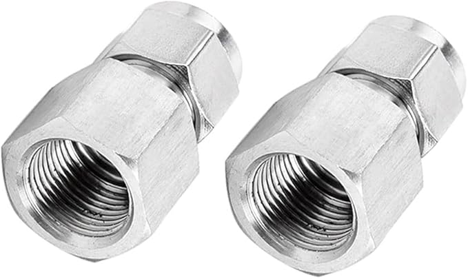 Stainless Steel 304 Compression Tube Fitting, Straight Adapter, 1/4" Tube OD x 1/8" NPT Female Coupler, Pack of 2