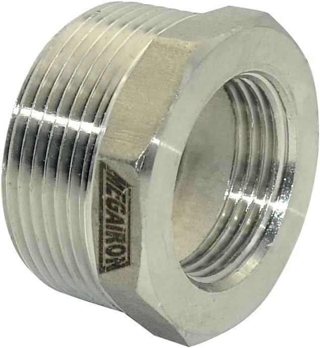 1-1/2" Male NPT to 1" Female NPT Female Reducing/Reducer Bushing Pipe Fitting,Adapter,Stainless Steel SS 304 Hex Bushing