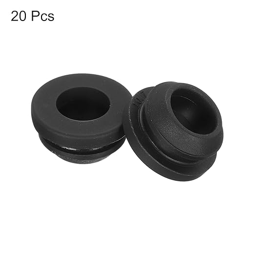 MECCANIXITY 20Pcs Snap Rubber Grommet Plug Mount Dia 10mm ID 7mm Narrow Groove Width 2mm Seal Anti-Scratch for Electrical Box Cable Pipes Black