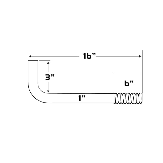 1"-8 x 16" L-Bolt Concrete Anchor Bolt - Hot Dip Galvanized by Conquest Fasteners