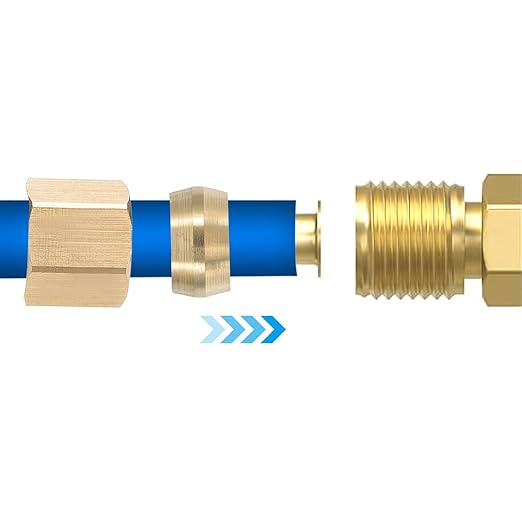 PATIKIL 1/2" Brass Compression Fittings, 100Pcs Compression Insert Tube Fitting for Connecting Air, Fuel, Water, Oil and Inert Gases Lines