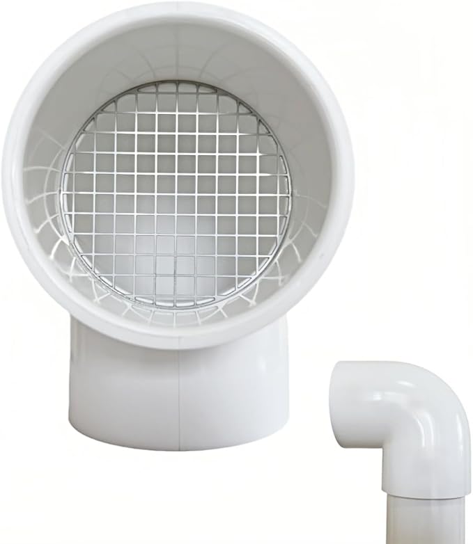 PVC Vent Cap 1 pcs 90-Degree for 6" Schedule 40,PVC Termination Cap,Vent Cover Screen,Round Furnace PVC Pipe Stainless Steel Roof Vent Cap,Installation not Required That PVC Elbow,or Coupling