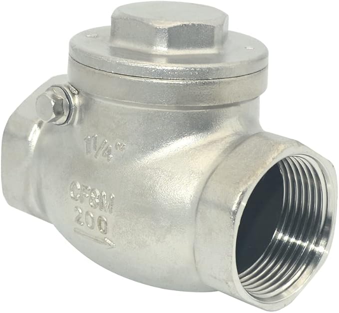 VARMHUS Stainless Steel SS316 Swing Check Valve,NPT Female x Female Thread,WOG 200 PSI PN16 CF8M (1-1/4")