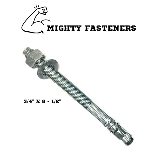 Zinc-Plated Steel Wedge Anchors, 3/4" X 8 1/2" - Heavy-Duty Mounting Bolts for Concrete - 25 Pack