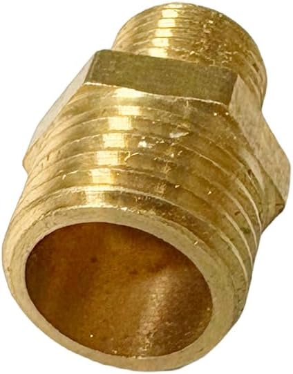 1/4" x 1/8" Male Threaded Hex Nipple Reducer Brass NPT Pipe Fitting Adapter Straight Connectors Pack of 2