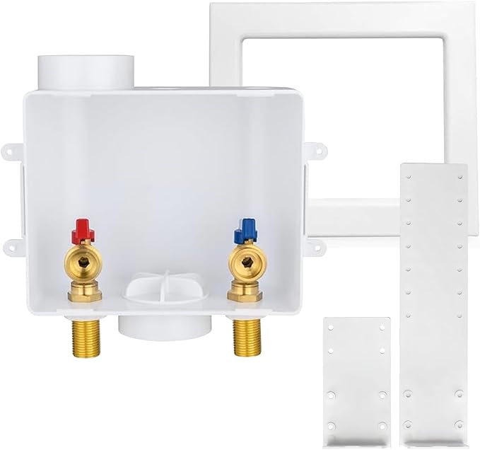 Washing Machine Outlet Box, Center Drain/Side Drain, 1/2 Inch MIP Sweat Inlet x 3/4 Inch MHT Outlet Connection, Laundry Washer Valve Outlet Box (Pack of 50)(WM001-50Pack)