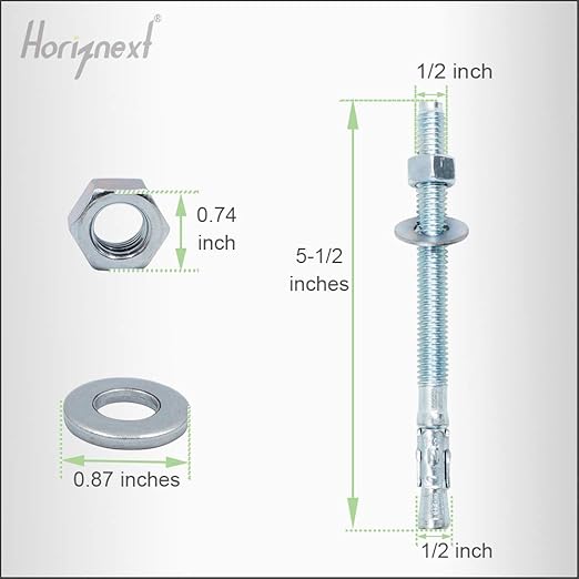 1/2" x 5-1/2" Wedge Anchor, for Cement and Concrete only, zinc-Plated Carbon Steel Screws and lag Bolts （ 30 pcs