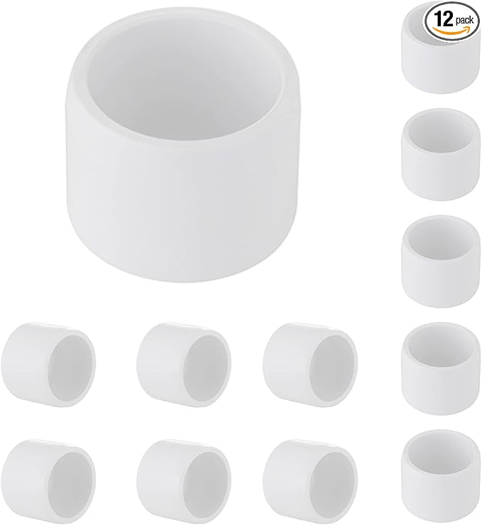 3/4" PVC Pipe End Cap Plug Adapter Pipe Fitting (Socket), Furniture Grade, DIY Shelf Garden Support Structure Storage Frame,White (pack of 12)