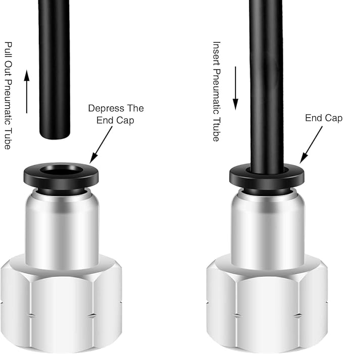 1/4 Female Npt Air Fittings Push to Connect Fittings,CEKER PC 1/2 Od x 1/4" Female NPT Air Lines Fittings Male Thread Pneumatic Fitting 1/2 Tubing Fitting Push in Connector Quick Connect 5Packs