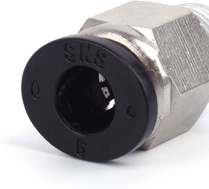 SNS 6mm Tube OD x 3/8 NPT Male Straight Nickel Plated Brass Push to Connect Pneumatic Fittings（10 PCS） SPC6-03NPBK