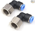 CEKER 10MM Female Elbow Airlines Push Fittings 90 Degree Push to Connect Fittings Air Fittings, PL10mm Tubing Od x 1/8" Npt Thread Pneumatic Push In Connectors Quick Connect Tube Fittings 2Packs