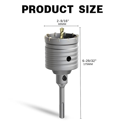 2-9/16" Concrete Hole Saw, 65mm Masonry Hole Saw, with 110mm SDS Plus Shank Connecting Rod for Concrete Brick Cement Stone Wall Drilling Home Improvement