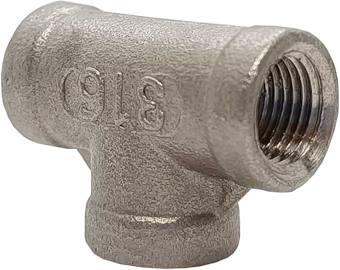 AF Hydro Stainless Steel SS316 Tee Pipe Fitting, 1/2''NPT Female Thread, Pressure Rating up to 150 PSI, Class 150 Connector Adapter, 2 pcs in a pack