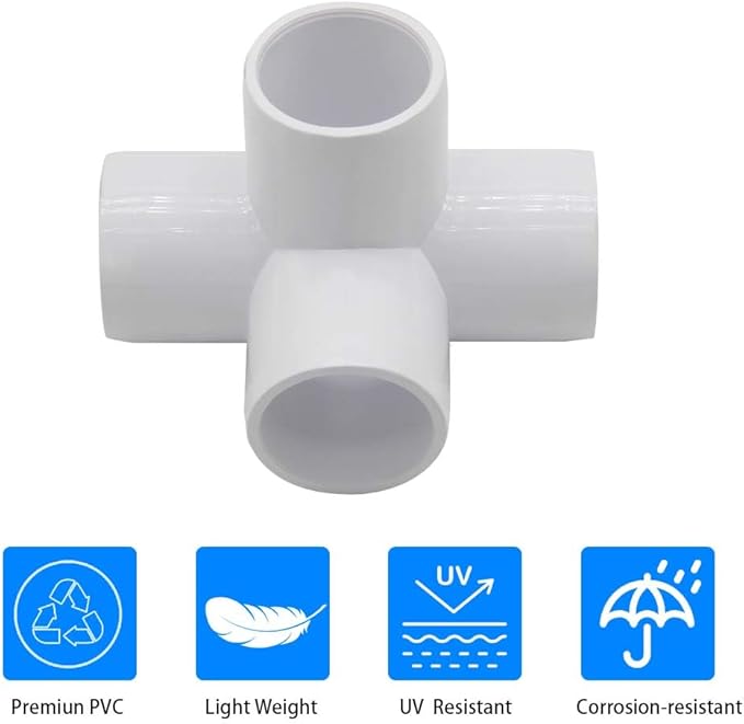 YSIL 1-1/4 Inch PVC Fittings 4 Way Elbow Furniture Grade Connectors for 1-1/4" Sch 40 PVC Pipes(10 Pack)