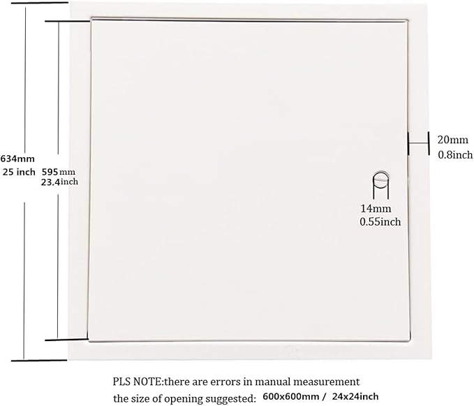 Fengze Thicken 0.048 Inch Steel Access Door 24 x 24 Inch with 4 Long Fixing Strips White Screwdriver Latch Access Panel for Wall and Ceiling 600 x 600 mm