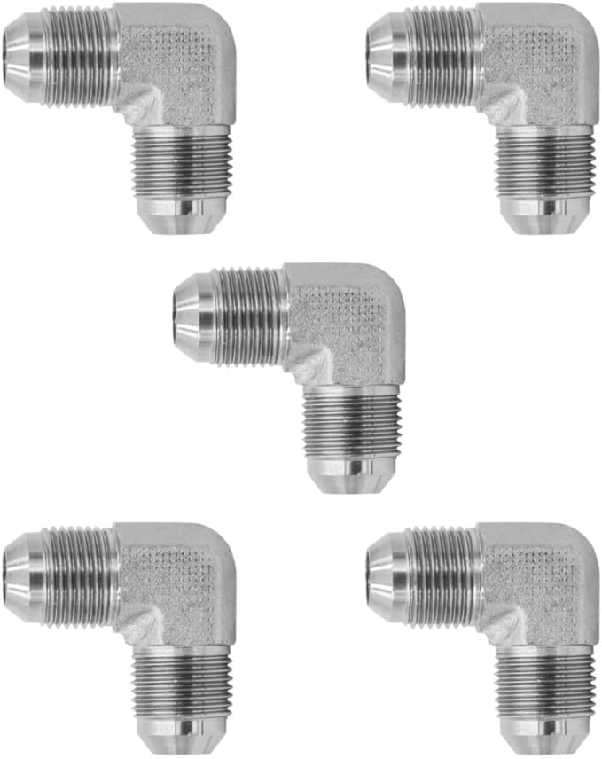 3/4" JIC Male x 3/4" JIC Male 90 Degree Elbow/Corner Hydraulic Pipe Adapter Fitting (5-PACK) | 2500-12-12