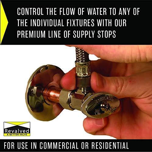 Angle Stop Valve 5/8" OD (1/2" Nominal) Compression x 3/8" OD Compression- Chrome Plated Brass ¼ Turn Angle Valve For Water Pipes, Toilets, Sinks- Lead-FreeWater Shut Off Valve, 2 Pack