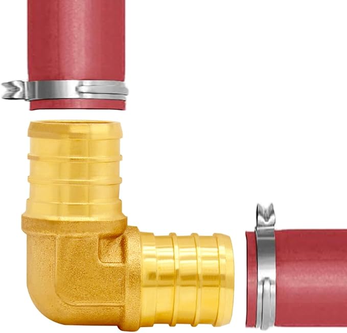 28PCS LF Brass 1/2 Inch PEX Coupling Barb Crimp Pipe Tube Fitting Kit (8PCS Straight + 8PCS Elbow + 8PCS Tee + 4PCS 4-Way)