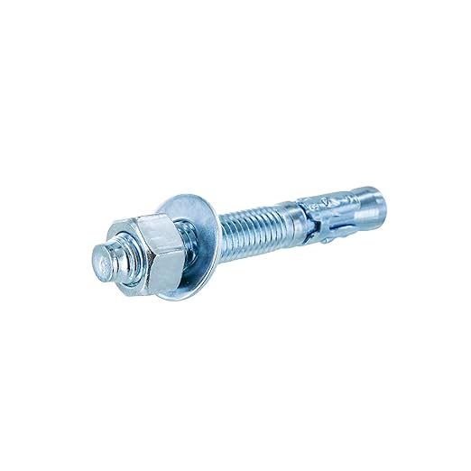Conquest 5/8" x 4-1/2" Zinc Plated Wedge Anchors (Box of 25) – High Performance Concrete Anchors – Rust Resistant Zinc Plating for Dry Interior Environments – Heavy Duty Fastener for Concrete