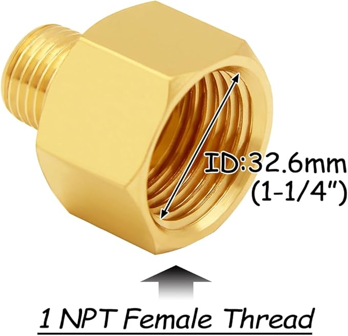 2PCS Brass Reducer Adapter, 1" NPT Female to 3/4" NPT Male Thread, Hex Reducing Pipe Fitting Coupler Nipple Connector for Water/Oil/Gas